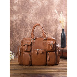 Women Casual Large Capacity Multifunction Handbag Solid Shoulder Bag