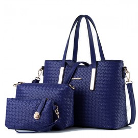 Women 3 PCS Vintage PU Leather Shoulder Bag Handbag Clutch Bag