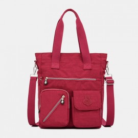 Women Solid Nylon Waterproof Large Capacity Crossbody Bag