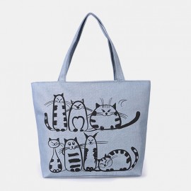 Women Cute Cat Pattern Handbags Large Capacity Leisure Shoulder Bags