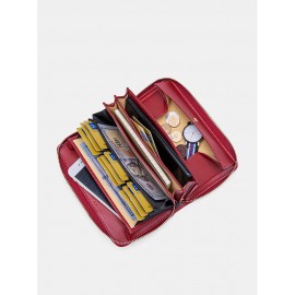Brenice RFID Microfiber Zipper Long Wallets Large Capacity 11 Card Holder Coin Purse