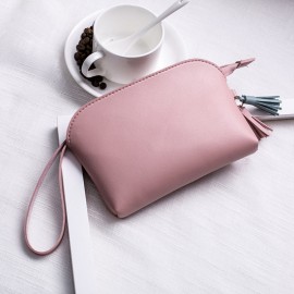 Women Pure Color PU Leather 5.5inch Phone Bag Coin Bag Card Holder Purse
