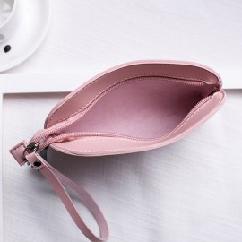 Women Pure Color PU Leather 5.5inch Phone Bag Coin Bag Card Holder Purse