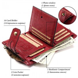 Genuine Leather Bifold Wallet Female Small Wallet Money Bag Coin Purse Card Holder