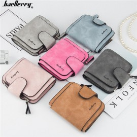 Women Trifold PU Leather Short Wallet 8 Card Slot Coin Purse