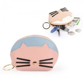 Women Cute Cate Coin Purse Faux Leather Key Holder