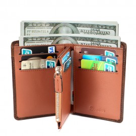 Women RFID 10 Card Holder Vintage Oil Leather Short Wallet Coin Purse