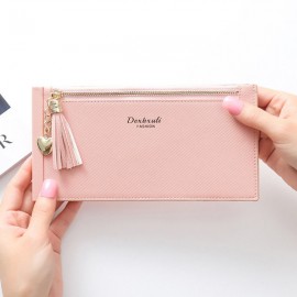 Womon Tassel Multi-slots 15 Card Slots Card Holder Zipper Wallet Purse
