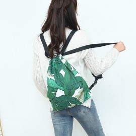 Fresh Print Leaf Canvas Backpack Leisure Handbag