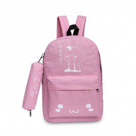 2Pcs Women's Backpack Set Likable Pattern High Capacity Preppy Back Bag