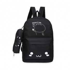 2Pcs Women's Backpack Set Likable Pattern High Capacity Preppy Back Bag