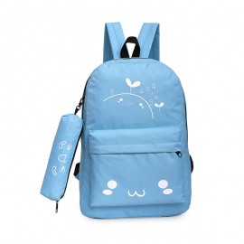 2Pcs Women's Backpack Set Likable Pattern High Capacity Preppy Back Bag