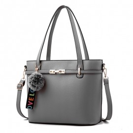 Women Pure Color Venonat Decorational Handbag Shoulder Bag Crossbody Bags