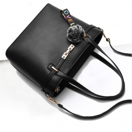 Women Pure Color Venonat Decorational Handbag Shoulder Bag Crossbody Bags