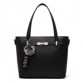 Women Pure Color Venonat Decorational Handbag Shoulder Bag Crossbody Bags