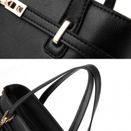 Women Pure Color Venonat Decorational Handbag Shoulder Bag Crossbody Bags