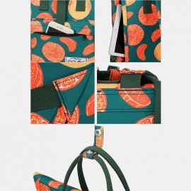 Women Waterproof Large Capacity Print Casual Backpack Drawstring pocket