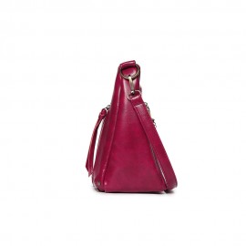 Women Multi-pockets Solid Wax Oil Skin Shoulder Bag