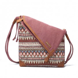 Brenice National Printing Canvas Shoulder Bags Vintage Bohemia Button Crossbody Bags
