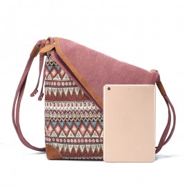 Brenice National Printing Canvas Shoulder Bags Vintage Bohemia Button Crossbody Bags