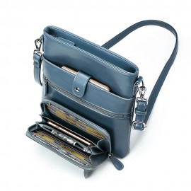 Women Anti-theft Solid 2 Picese Multifunction Crossbody Bag