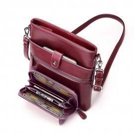 Women Anti-theft Solid 2 Picese Multifunction Crossbody Bag